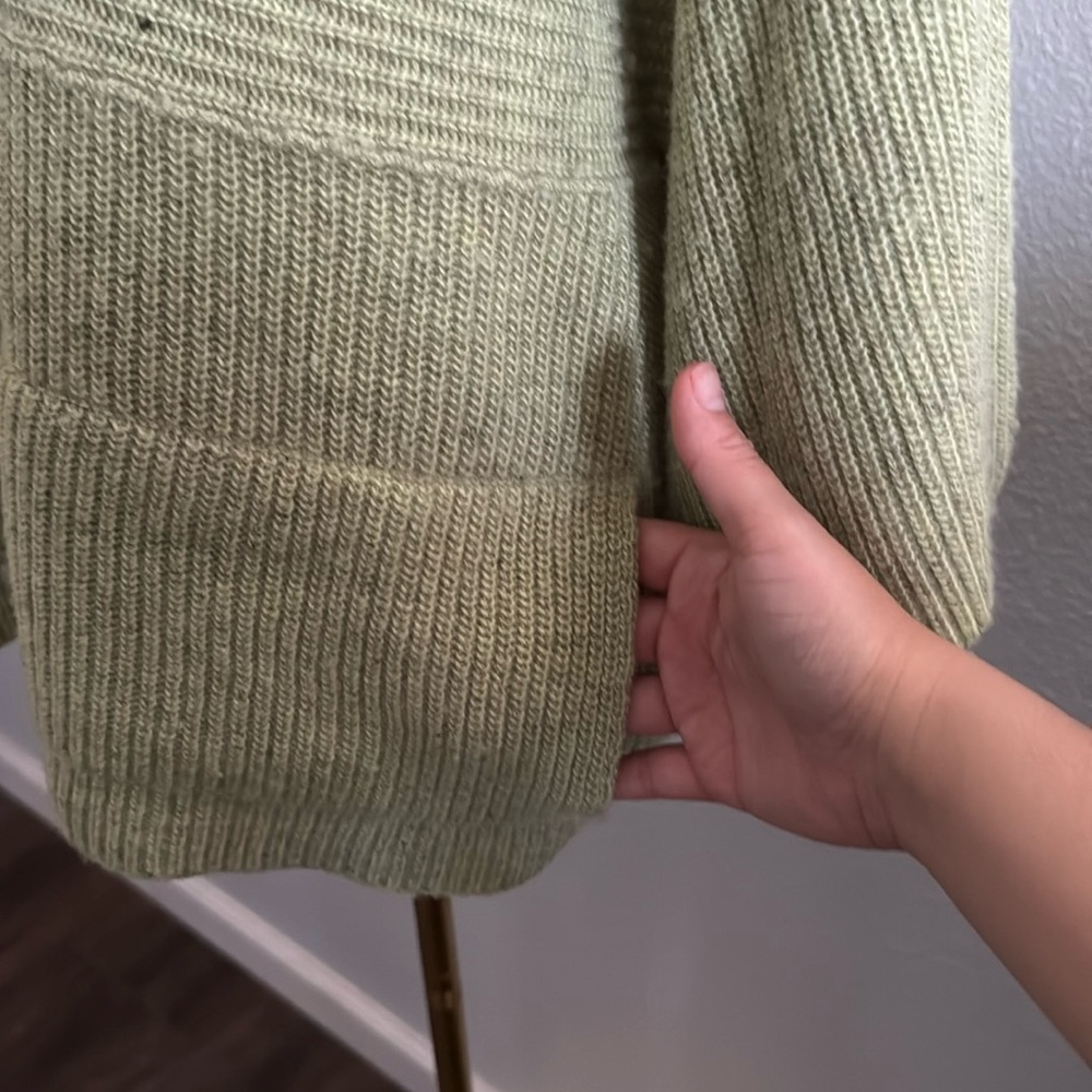 PURE JILL Green Soft Wool Linen Blend Oversized Half Sleeve Sweater Top Size M - Picture 4 of 9